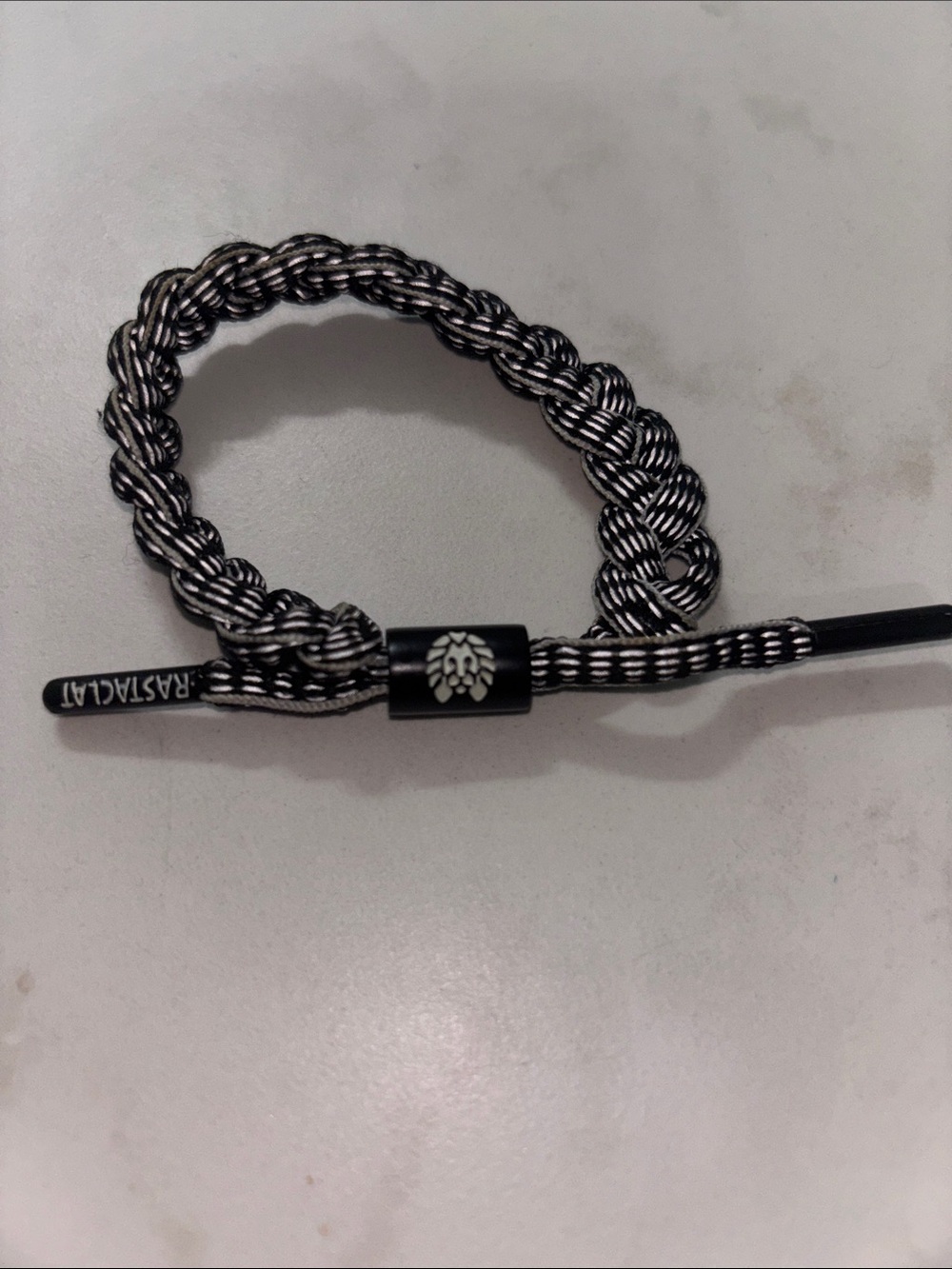 Rastaclat Black & White Braided Bracelet with Logo Bead
